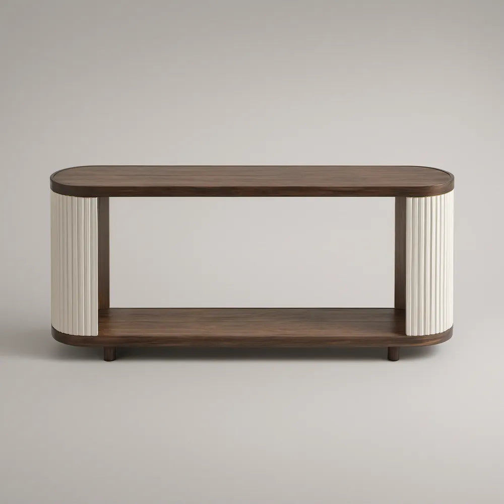 TV stolek s otevřeným úložným prostorem 140 × 40 × 60 cm, ořechový a bílý