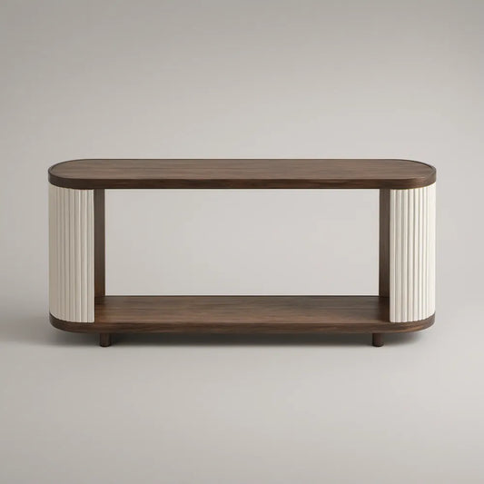 TV stolek s otevřeným úložným prostorem 140 × 40 × 60 cm, ořechový a bílý